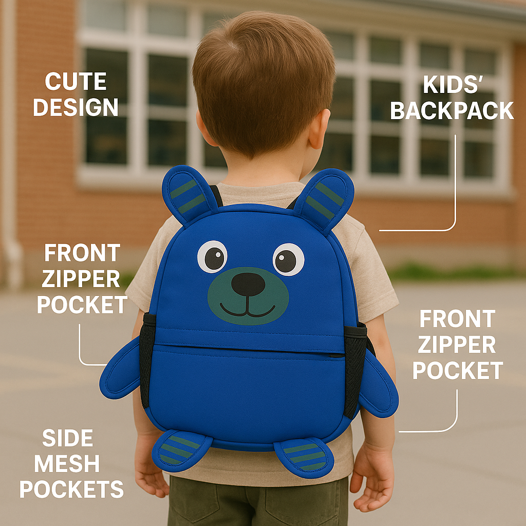 Cute Bear Kids Backpack | Cartoon Animal School Bag for Toddlers, Boys & Girls – Lightweight Travel & Nursery Backpack